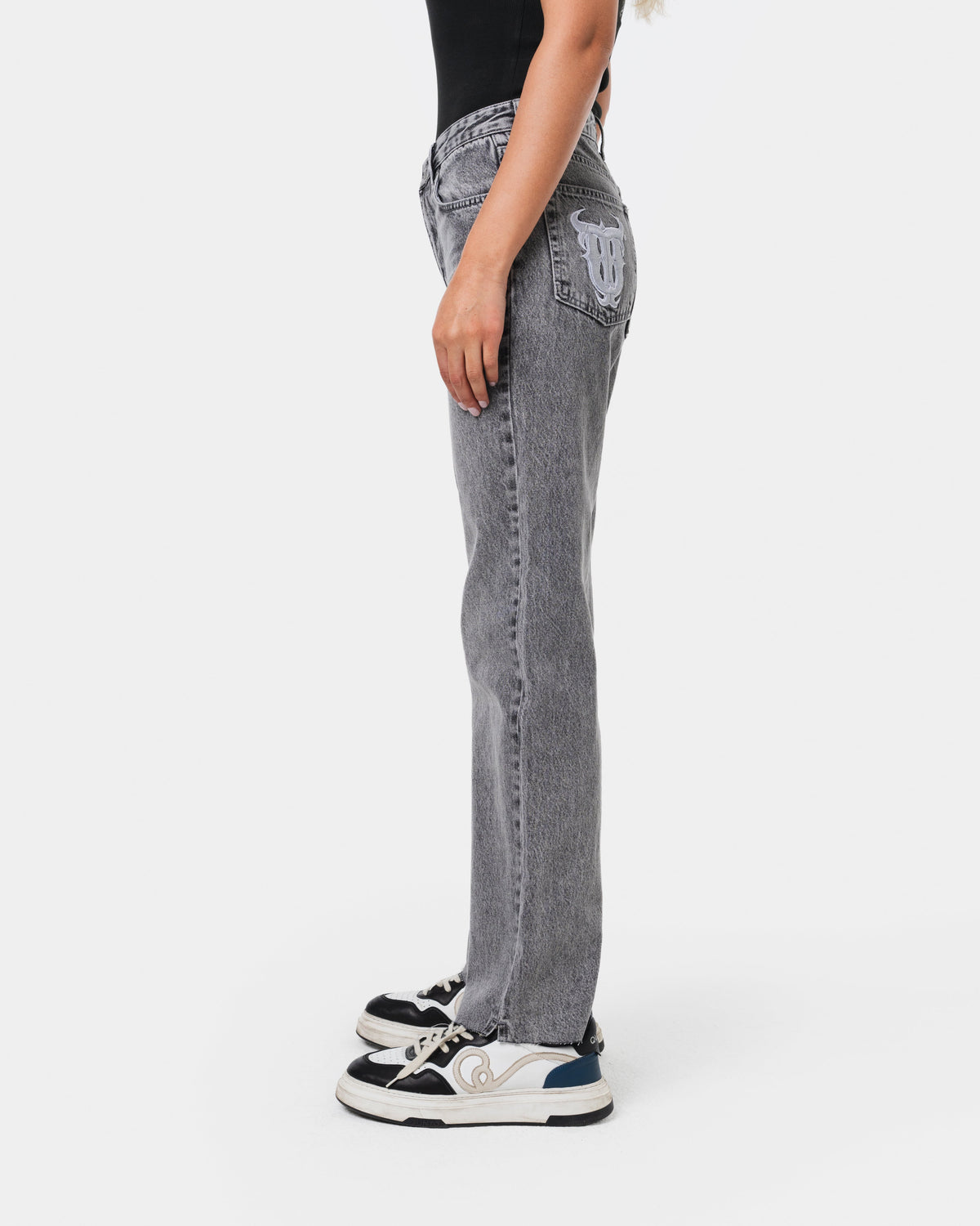 W RIPPED JEANS GREY