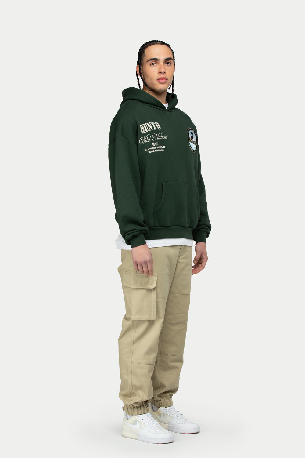 Moose Badge Hoodie Green