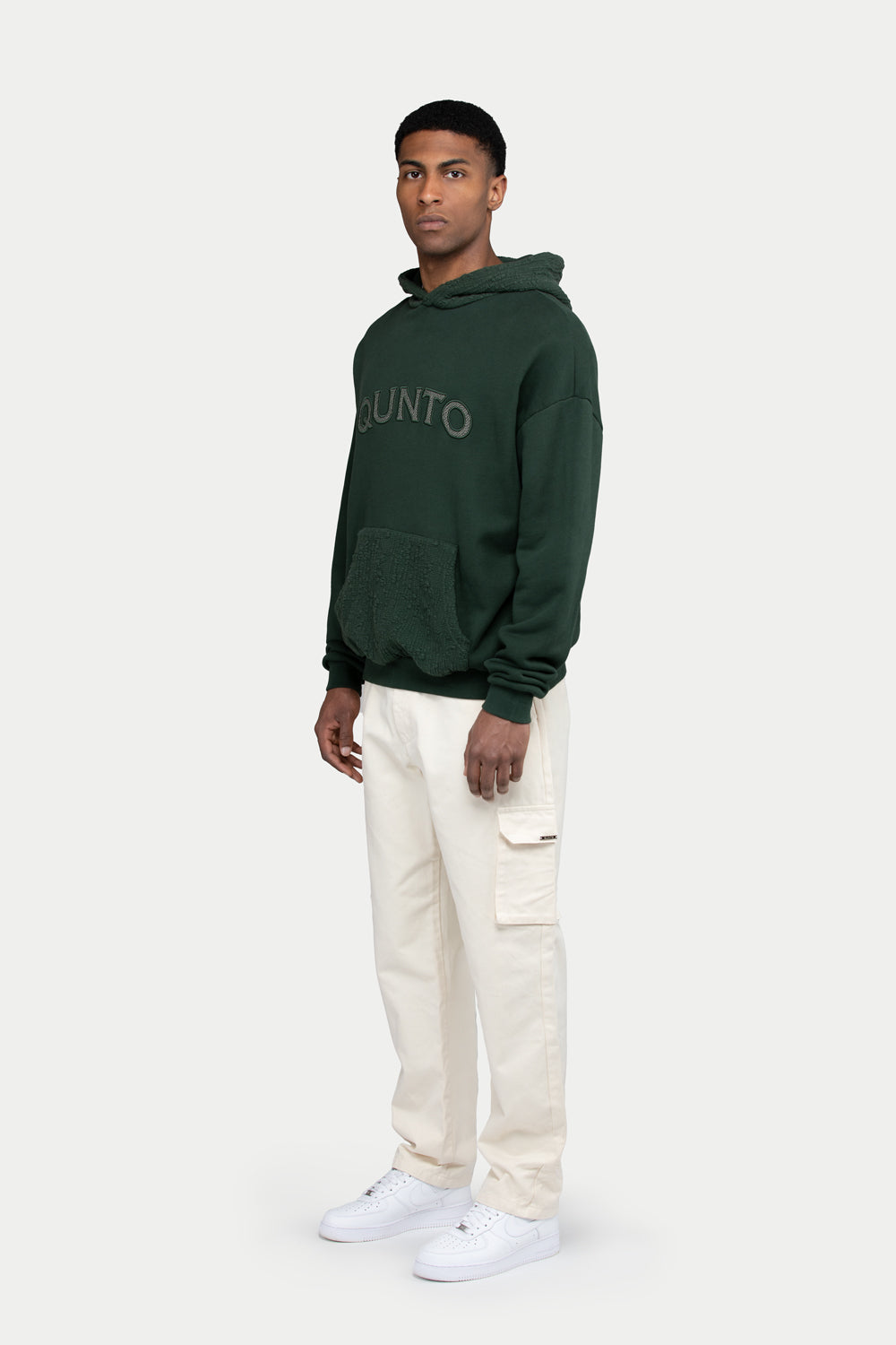 Qunto Mesh Logo Hoodie Green