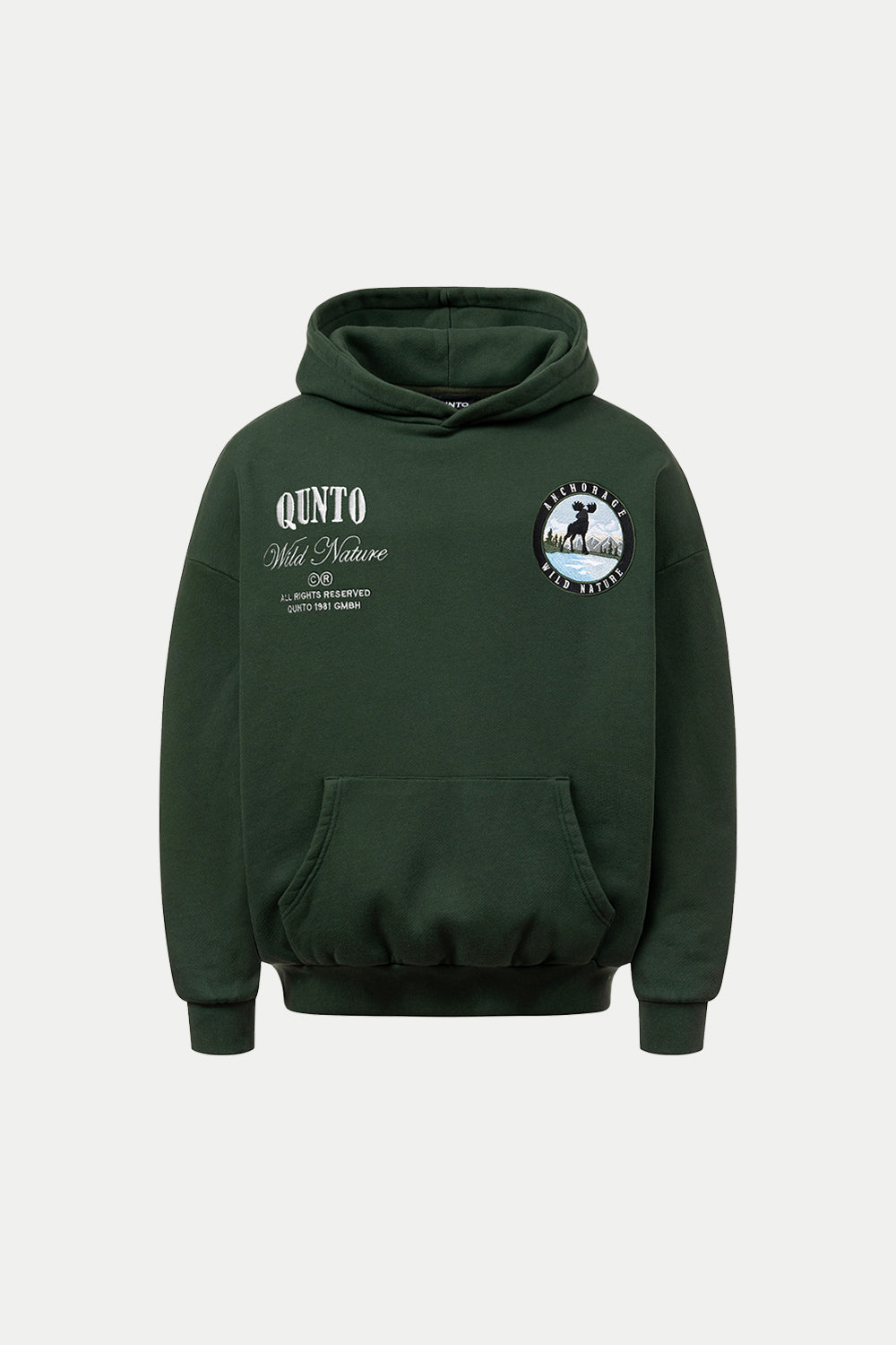 Moose Badge Hoodie Green
