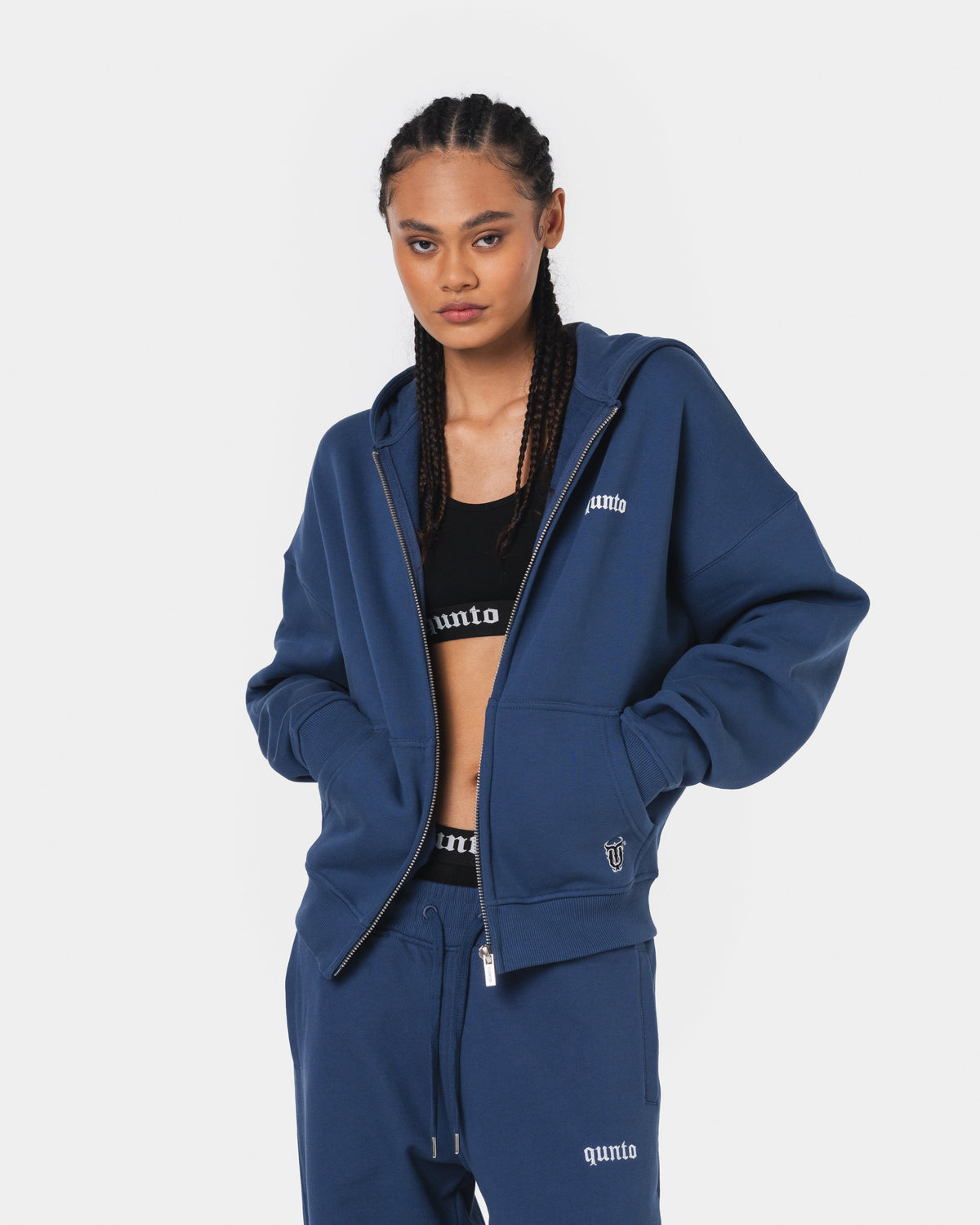 ESSENTIALS ZIPPER HOODIE BLUE