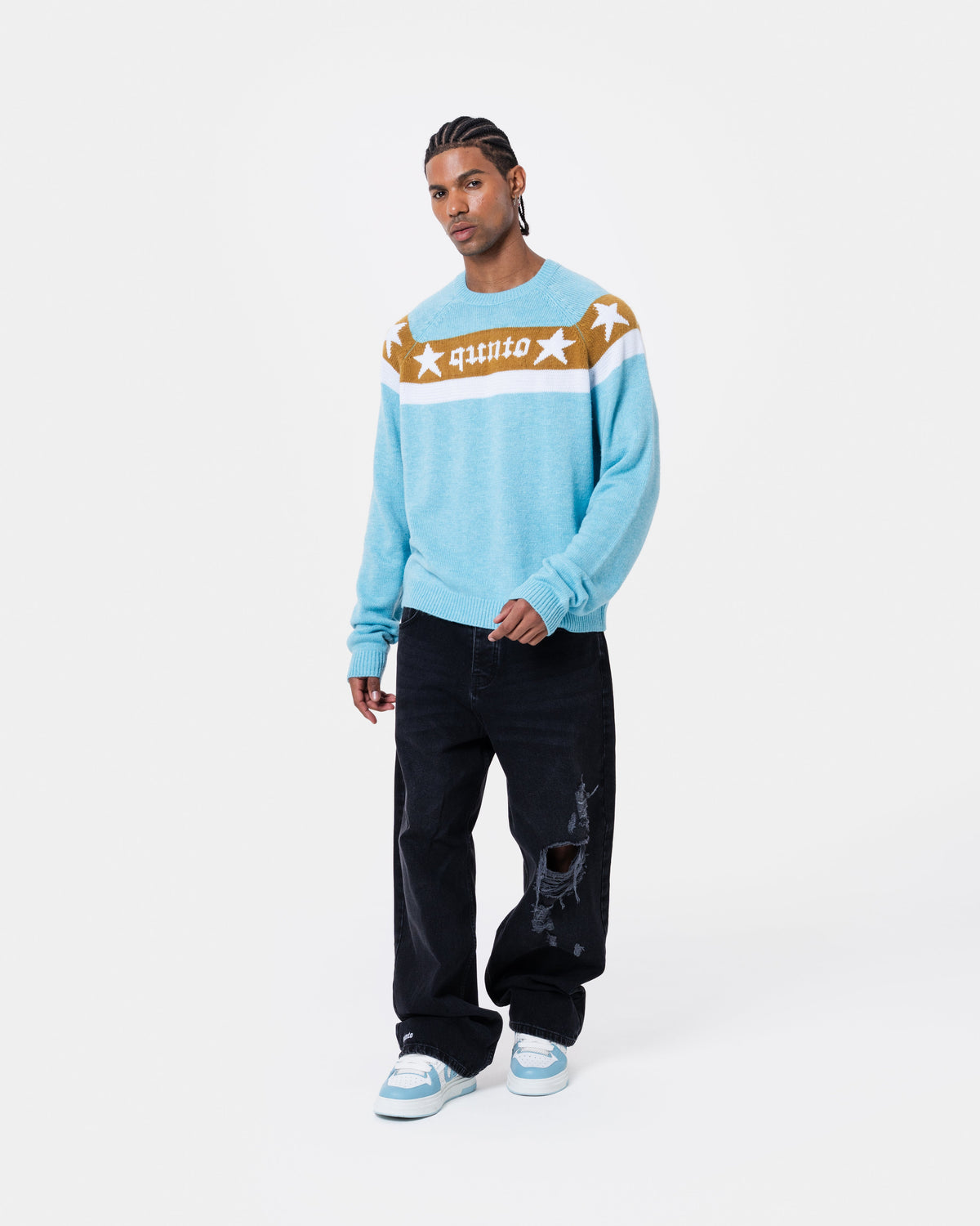 STAR BANNER SWEATER BLUE