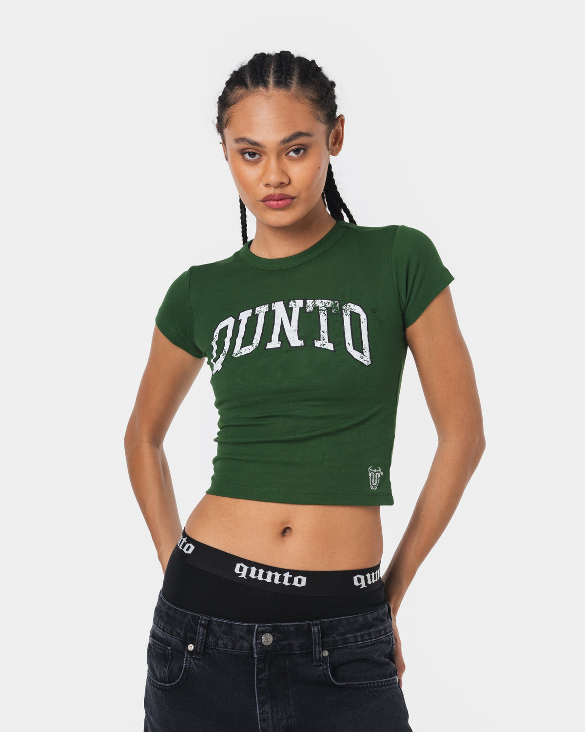 WHITE ON GREEN BABY TEE